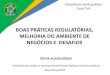 BOAS PRÁTICAS REGULATÓRIAS, MELHORIA DO AMBIENTE DE ... · (PPI); Lei Geral das Agências Reguladoras. Voltando no tempo .... Desafios da regulação no Brasil, 2008 Qualidade da