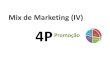 Mix de Marketing (IV) 4P Promoção · comunicação afeta a forma e o conteúdo da mensagem. Examina os vários canais de comunicação que compõem a CIM e como cada um deles é