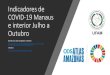 Indicadores de COVID-19 Manaus e interior Julho a Outubro...10 15 20 Parintins Carauari S Ant Iça Eirunepé Silves Óbitos no semestre: declínio recente agosto setembro outubro 0