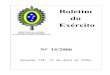 Boletim do ExércitoBOLETIM DO EXÉRCITO N ° 15/2006 Brasília - DF, 13 de abril de 2006. ÍNDICE 1ª PARTE LEIS E DECRETOS Sem alteração. 2ª PARTE ATOS ADMINISTRATIVOS