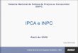 IPCA e INPC · 2020. 5. 8. · IPCA –Serviços - mês Item Variação (%) Item Variação (%) Março Abril Março Abril IPCA 0,07 -0,31 Manicure -0,06 0,38 Empregado doméstico